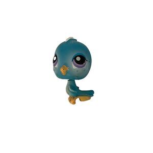 Littlest Pet Shop LPS # 206 Blue Bird Parakeet Canary Purple Eyes -1-